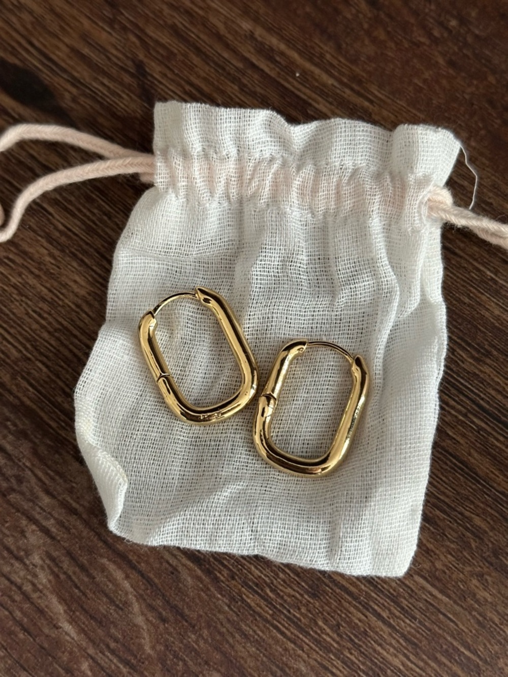 Gold-Tone Oval Huggie Hoop Earrings
